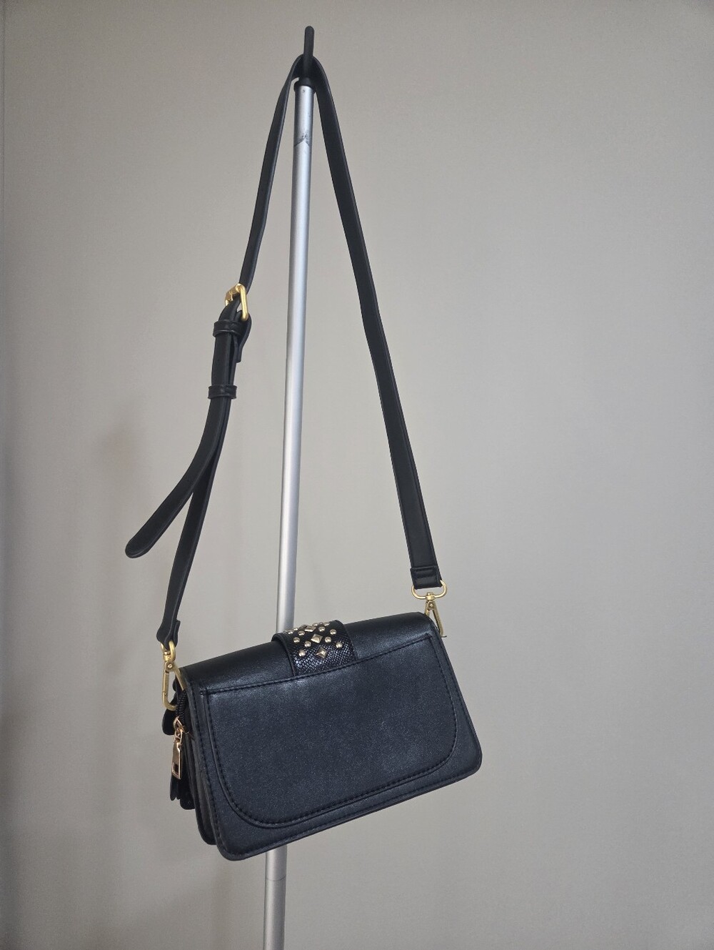 Studded Multi-Color Leather Crossbody Shoulder Bag 9in.×5in.×3in. - Picture 3 of 10